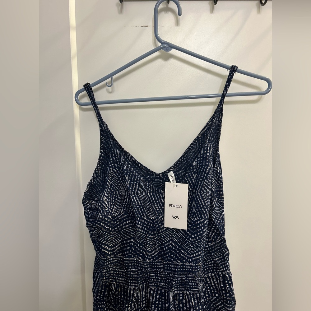 NWT RVCA Nolan Navy Blue Print Dress - Picture 3 of 11